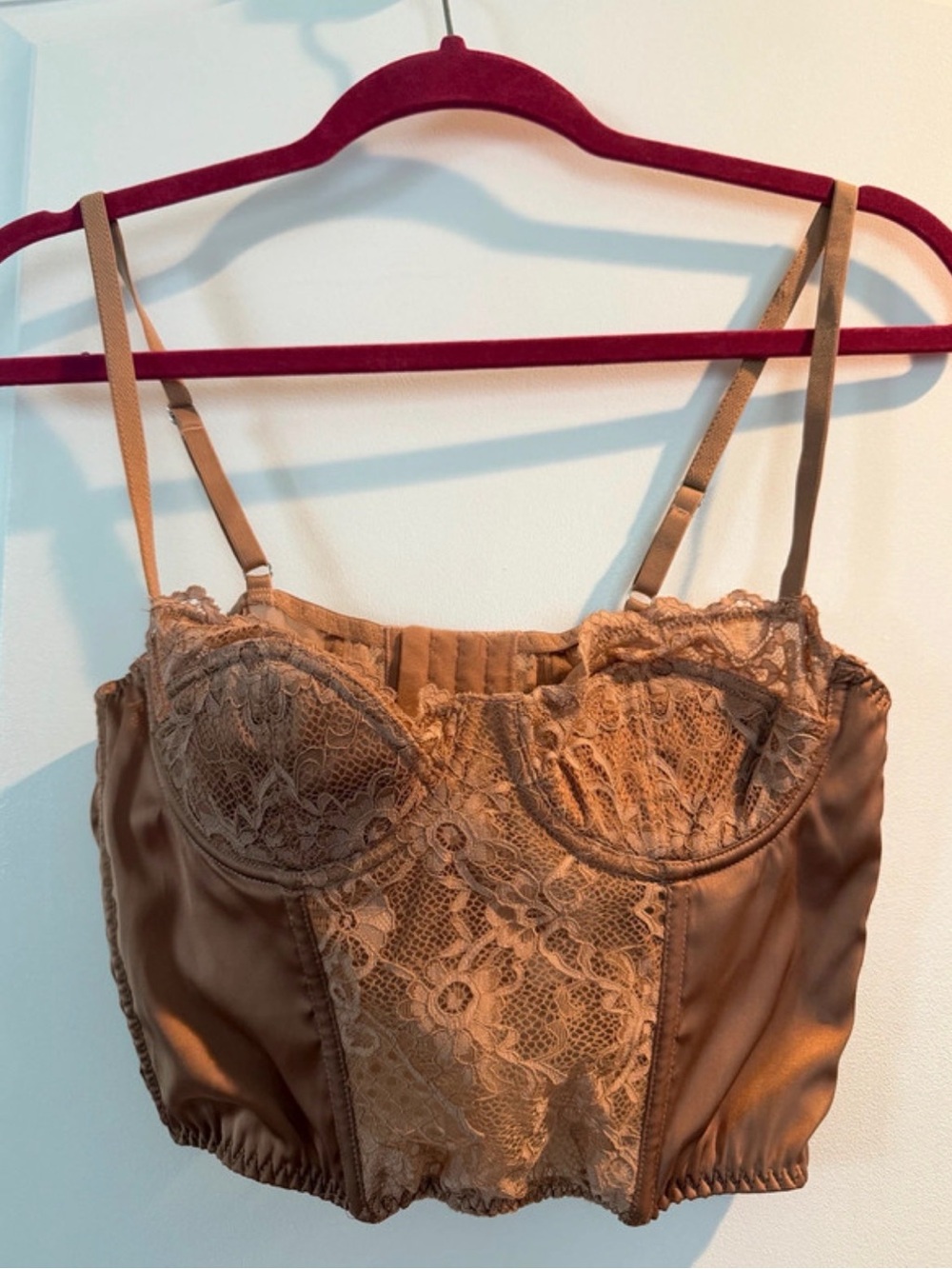 BDG Urban Outfitters Brown Lace & Satin Corset Bustier Top - Size M
